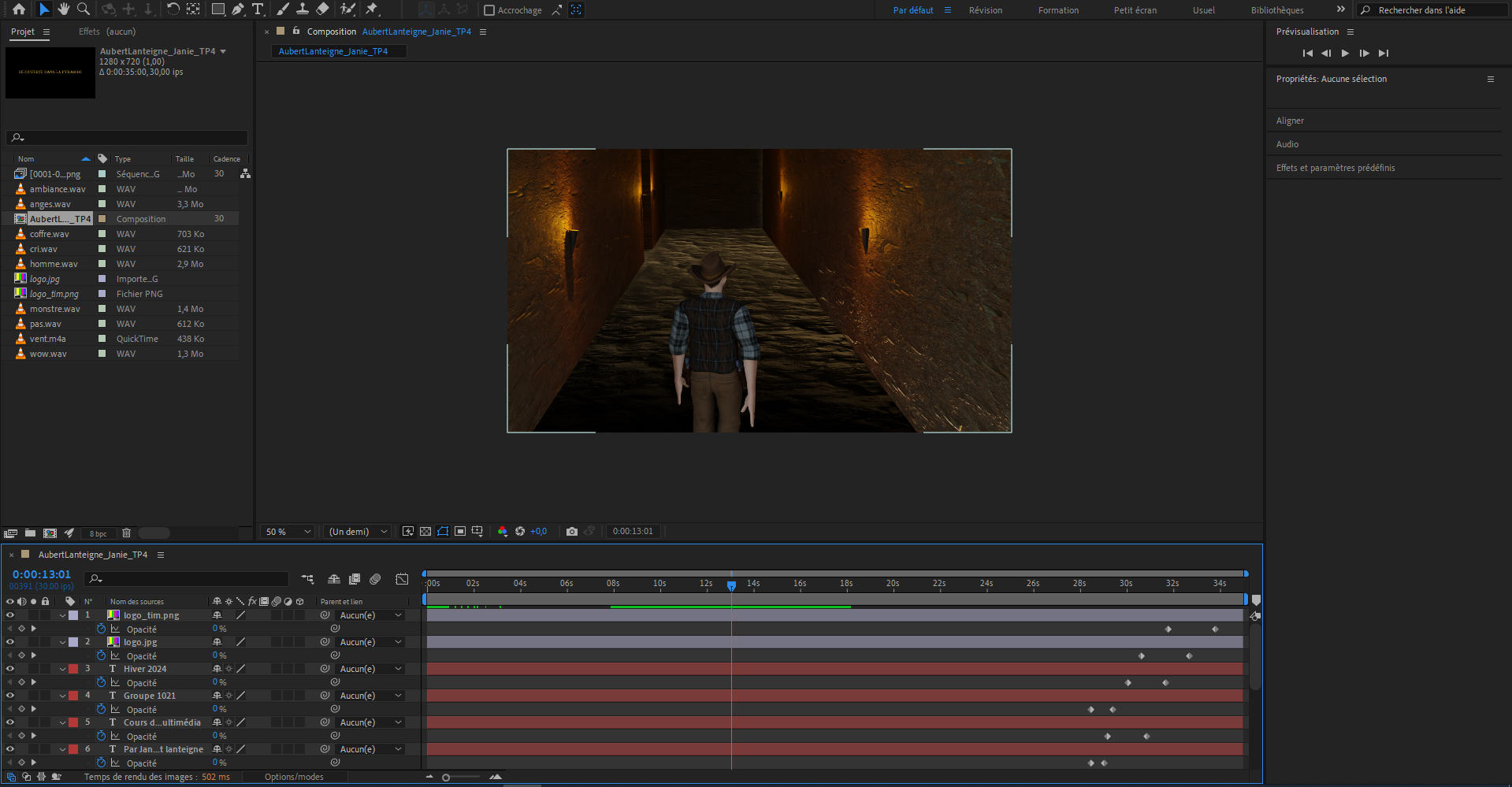 Ajout du texte et des sons