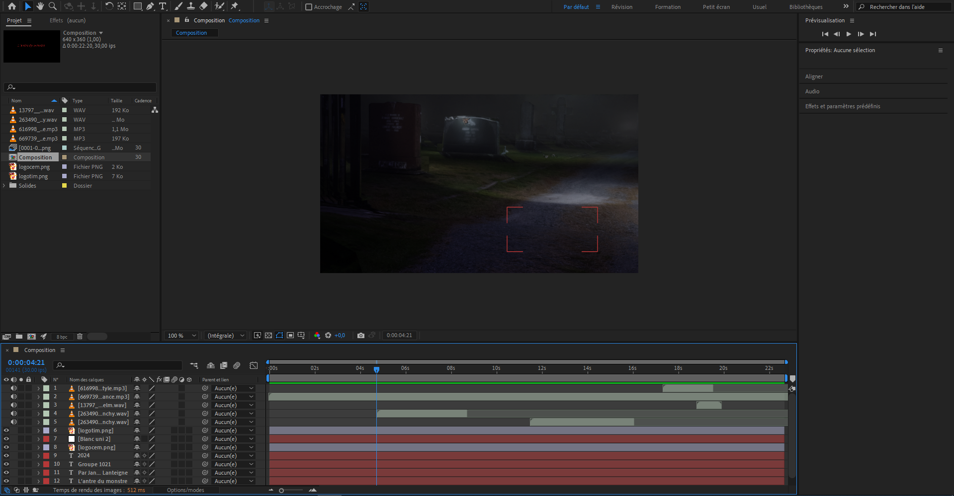 Ajout du texte et des sons